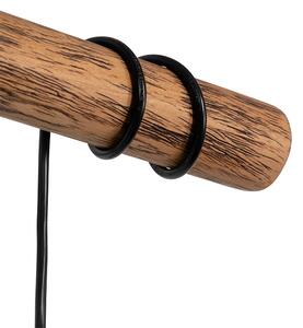 Vidiecka závesná lampa čierna s drevom 4 -svetelná - Stronk