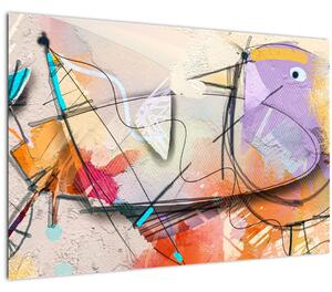 Obraz - Abstrakcia, vtáčik (90x60 cm)
