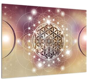 Sklenený obraz - Mandala s elementmi (70x50 cm)