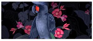 Obraz - Papagáj medzi kvetmi (120x50 cm)