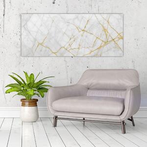Obraz - Bielo-zlatý mramor (120x50 cm)