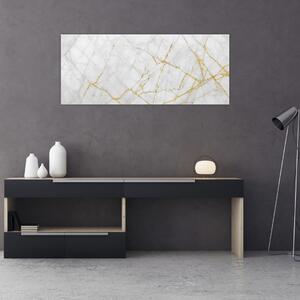 Obraz - Bielo-zlatý mramor (120x50 cm)