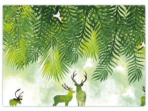 Obraz - Jelene v lese (70x50 cm)