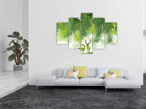 Obraz - Jelene v lese (150x105 cm)