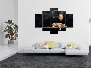 Obraz - Lev a levice v oblakoch (150x105 cm)