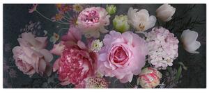 Obraz - Záhradné kvety (120x50 cm)