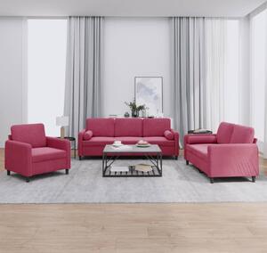 Maison Exclusive – 3-dielna sedacia súprava s vankúšmi z vínovočerveného zamatu