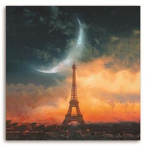 Obraz na plátne Noc a mesiac v Paríži - Rokibul Hasan Rozmery: 30 x 30 cm