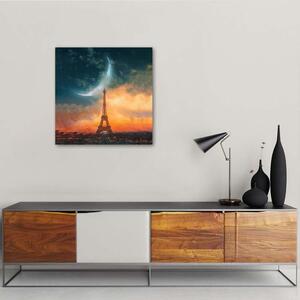 Obraz na plátne Noc a mesiac v Paríži - Rokibul Hasan Rozmery: 30 x 30 cm