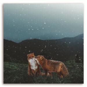 Obraz na plátne Dve líšky v noci - Rokibul Hasan Rozmery: 30 x 30 cm