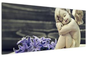 Obraz anjelika s kvetinou (120x50 cm)