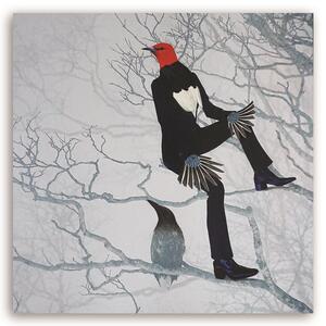 Obraz na plátne Vták v obleku sediaci na konári - Lili Chartrand Rozmery: 30 x 30 cm
