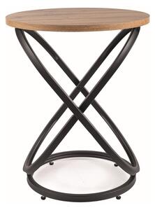 Príručný okrúhly stolík dub -čierne nohy priemer 45 cm N-1084