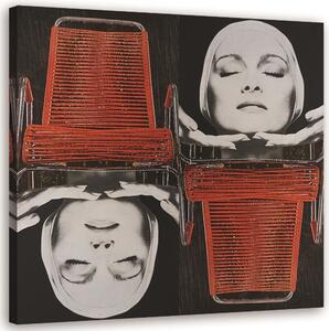 Obraz na plátne Tvár ženy a stolička - Lili Chartrand Rozmery: 30 x 30 cm