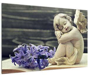 Obraz anjelika s kvetinou (90x60 cm)