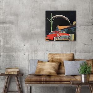 Obraz na plátne Červené auto pred domom - Lili Chartrand Rozmery: 30 x 30 cm