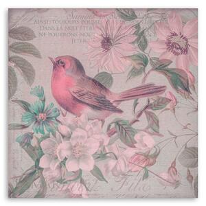 Obraz na plátne Malý vták v ružových kvetoch - Andrea Haase Rozmery: 30 x 30 cm