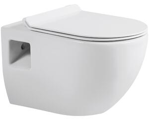 CERANO - Závesná WC misa Dure, Rimless + UF sedátko - biela lesklá - 51x35 cm
