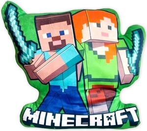 Tvarovaný 3D vankúš Minecraft - Alex a Steve - 38 x 35 cm
