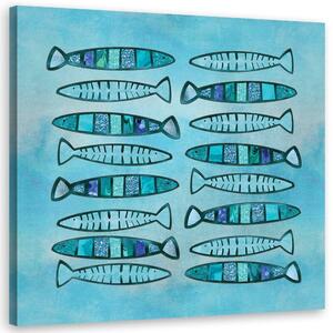 Obraz Ako ručne maľované modré ryby - Andrea Haase Veľkosť: 30 x 30 cm, Prevedenie: Obraz na plátne