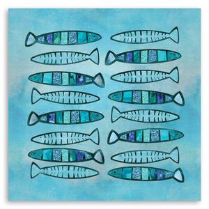 Obraz na plátne Ako ručne maľované modré ryby - Andrea Haase Rozmery: 30 x 30 cm