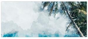 Obraz palmy nad morom (120x50 cm)
