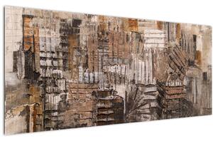 Obraz - Abstrakcia v hnedých tónoch (120x50 cm)