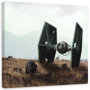 Obraz na plátne Star Wars, droid a vesmírna loď - Zehem Chong Rozmery: 30 x 30 cm