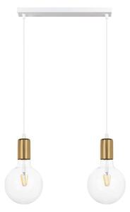 Luster na lanku MIROS 2xE27/60W/230V biela/zlatá