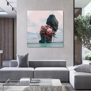 Obraz na plátne Skala s kvetmi - Zehem Chong Rozmery: 30 x 30 cm