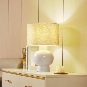 Stolná lampa Lindby Arved, biela, textil, keramika, 46 cm