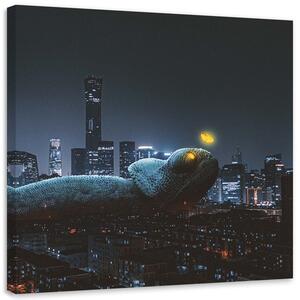 Obraz na plátne Chameleón v meste - Zehem Chong Rozmery: 30 x 30 cm