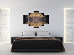 Obraz - Zlatá mandala s šípmi (150x105 cm)