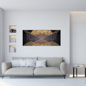Obraz - Zlatá mandala s šípmi (120x50 cm)