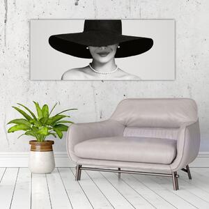 Obraz - Žena s klobúkom (120x50 cm)
