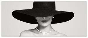 Obraz - Žena s klobúkom (120x50 cm)