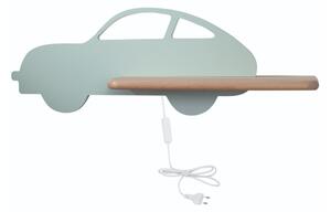 LED Detské nástenné svietidlo s poličkou CAR LED/5W/230V zelená/drevo