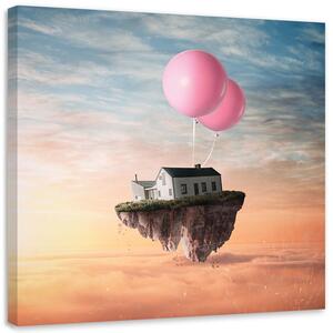 Obraz na plátne Domček na balóne - Zehem Chong Rozmery: 30 x 30 cm