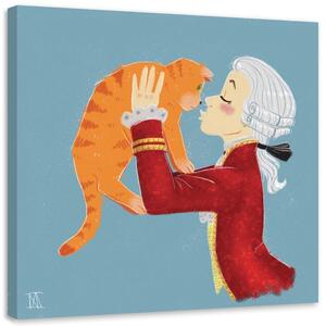 Obraz na plátne Muž s červenou mačkou - Daniela Herrera Rozmery: 30 x 30 cm