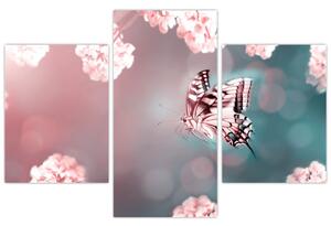 Obraz - Motýľ medzi kvetmi (90x60 cm)
