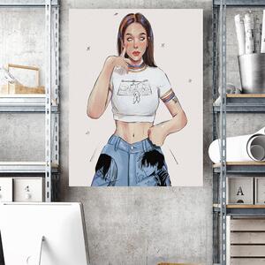 Obraz na plátne Dievča v džínsoch - Vivian Lihonde Rozmery: 30 x 30 cm