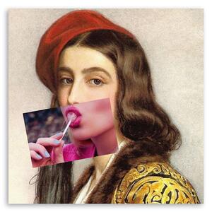 Obraz na plátne Tvár ženy na lízanke - Bekir Ceylan Rozmery: 30 x 30 cm