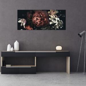 Obraz - Temné kvety (120x50 cm)