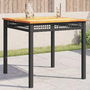 Záhradný stôl čierny 80x80x75 cm polyratan akáciové drevo
