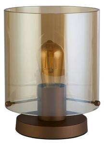 Stolová lampa Švédsko, moka/jantárová, oceľ, sklo, E27
