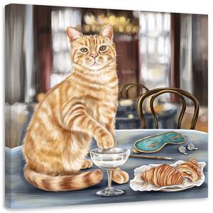 Obraz na plátne Mačka na večeri - Svetlana Gracheva Rozmery: 30 x 30 cm