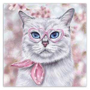 Obraz na plátne Mačka a ružové okuliare - Svetlana Gracheva Rozmery: 30 x 30 cm