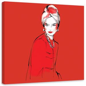 Obraz na plátne Portrét červenej ženy - Irina Sadykova Rozmery: 30 x 30 cm