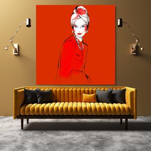 Obraz na plátne Portrét červenej ženy - Irina Sadykova Rozmery: 30 x 30 cm