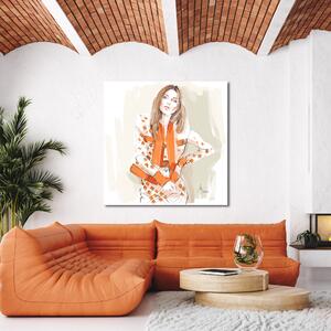 Obraz na plátne Žena Oranžová móda - Irina Sadykova Rozmery: 30 x 30 cm